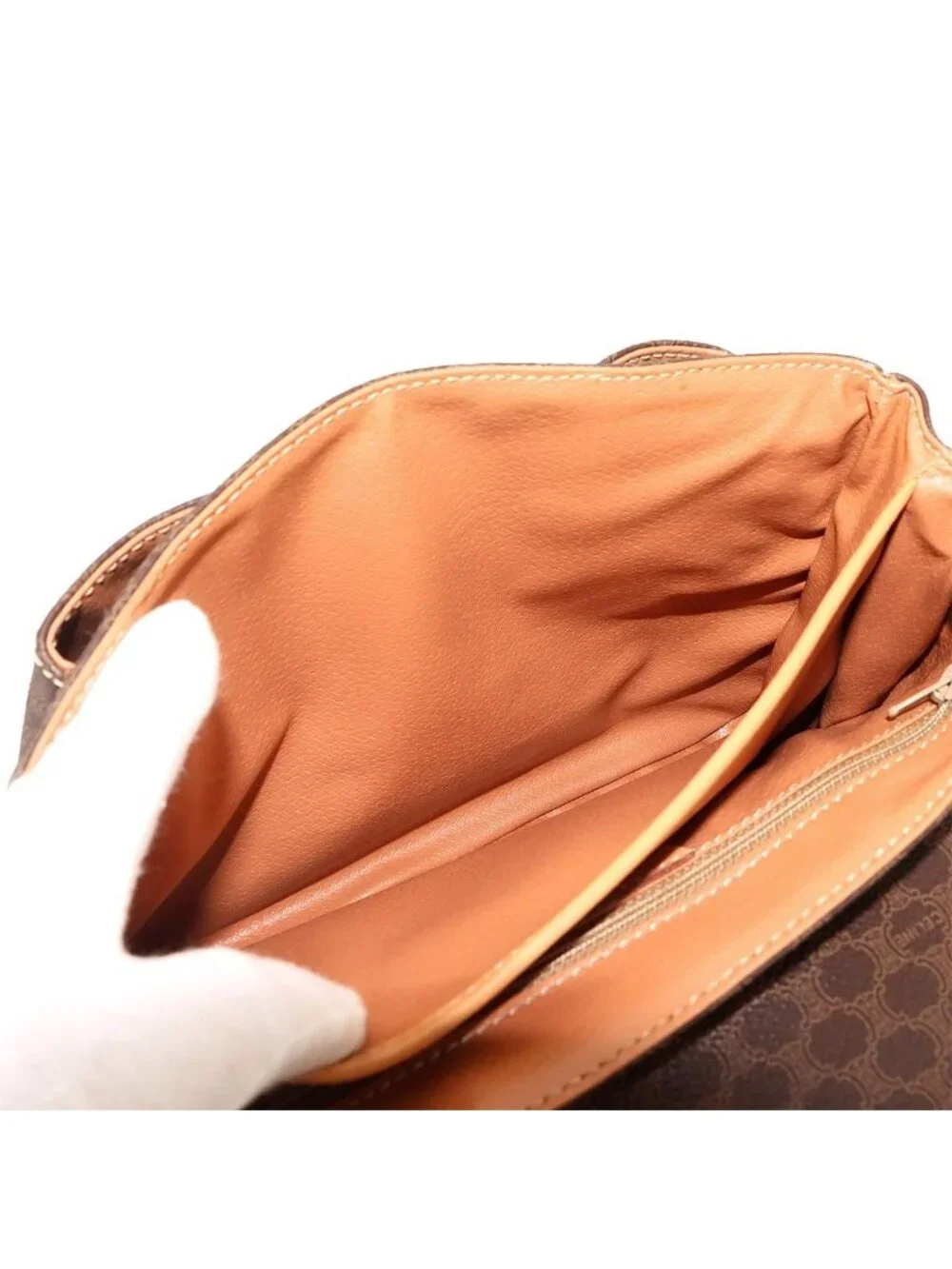 Celine Macadam Hand Bag Leather Brown Gold Vintage